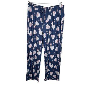 Briefly Stated Peanuts Snoopy Womn Plus 2X Blue/White/Pink Heart Pajama Pant NWT
